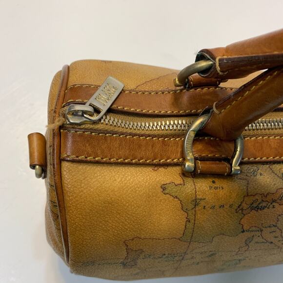 Vintage Alviero Martini 1A Classe Geo Map Satchel Bag Italy Coated Canvas Unisex - Picture 5 of 16